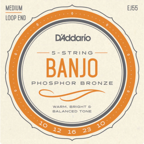 D'Addario EJ55 Phosphor Bronze Banjosnaren 5-Snarig (10-23)