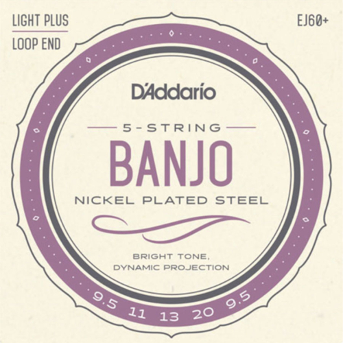 D'Addario EJ60+ Nickel Plated Steel Banjosnaren 5-Snarig (9.5-20)