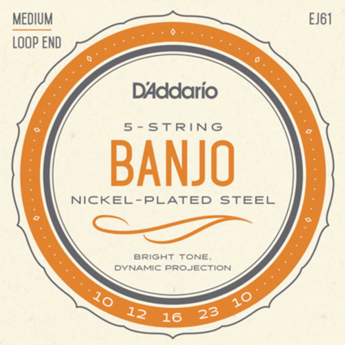 D'Addario EJ61 Nickel Plated Steel Banjo Snaren 5-Snarig (10-23)
