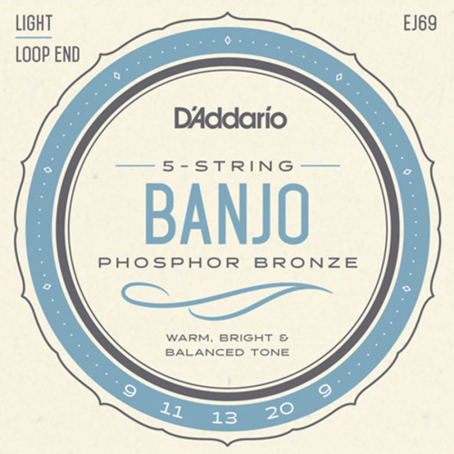 D'Addario EJ69 Phosphor Bronze Banjosnaren 5-Snarig (9-20) Light