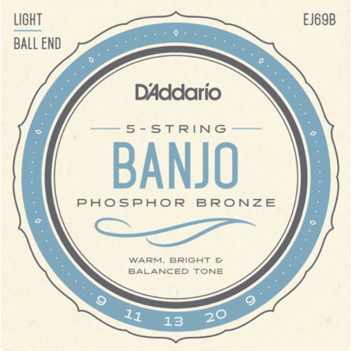 D'Addario EJ69B Banjosnaren 5-Snarig met Bal-Einde (9-20)