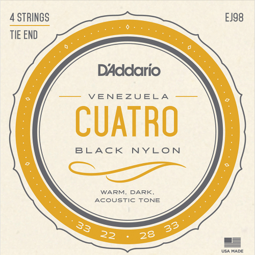 D'Addario EJ98 Black Nylon Venezulean Cuatro Snaren (33-33)