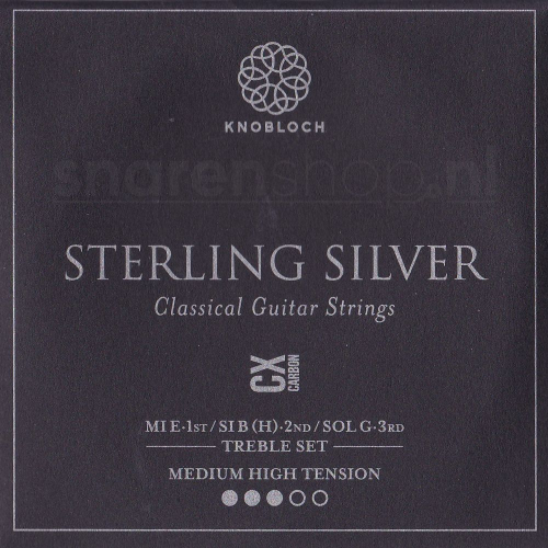 Knobloch 400SCX Sterling Silver CX Carbon Treble Set - Normale / Hoge Spanning (3 Snaren) - Op = op