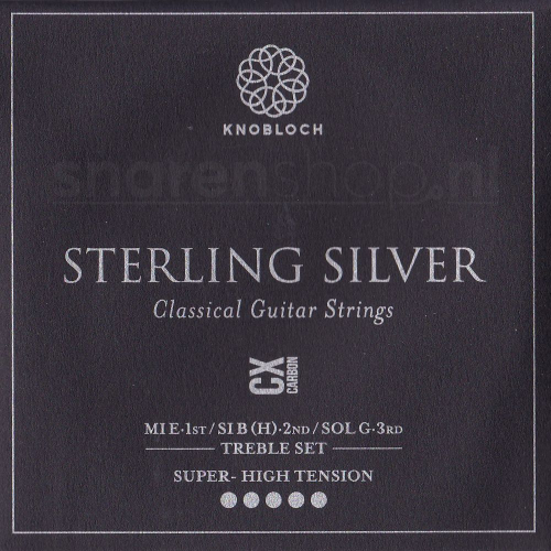 Knobloch 600SCX Sterling Silver CX Carbon Treble Set - Extra Hoge Spanning (3 Snaren) - Op = op