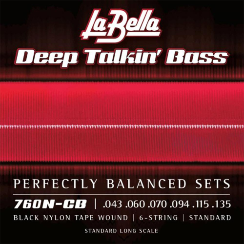 La Bella 760N-CB Black Nylon Tape Wound Bassnaren 6-Snarig (43-135)
