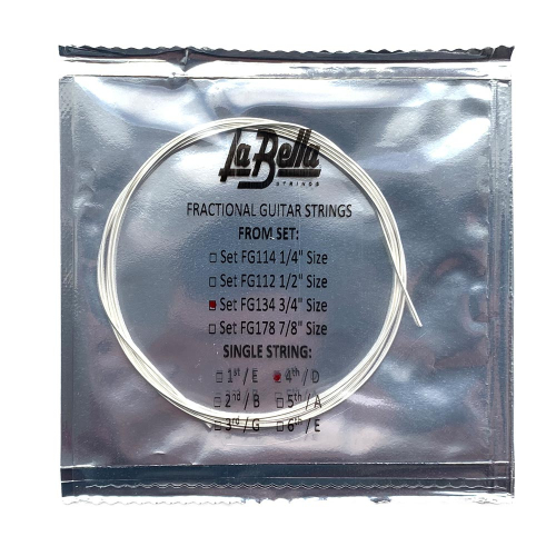 La Bella FG134-4 Losse Klassieke 3/4 Schaallengte Verzilverde D4-Snaar
