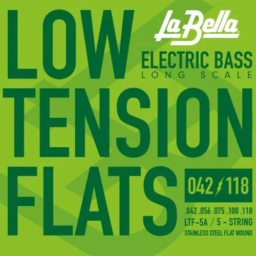 La Bella LTF-5A Low Tension Flats Round Core Flatwound Bassnaren 5-Snarig (42-118)