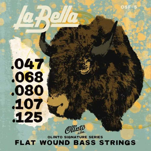 La Bella OSF-5 Olinto Signature Flatwound Bassnaren 5-Snarig (47-125)
