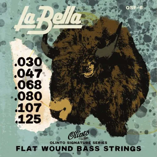 La Bella OSF-6 Olinto Signature Flatwound Bassnaren 6-Snarig (30-125)