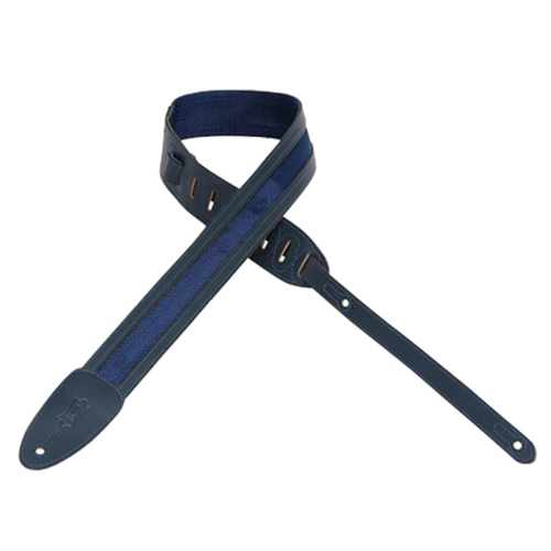 Levy's M12LP-NAV Lederen en Polyester Gitaarband Marineblauw