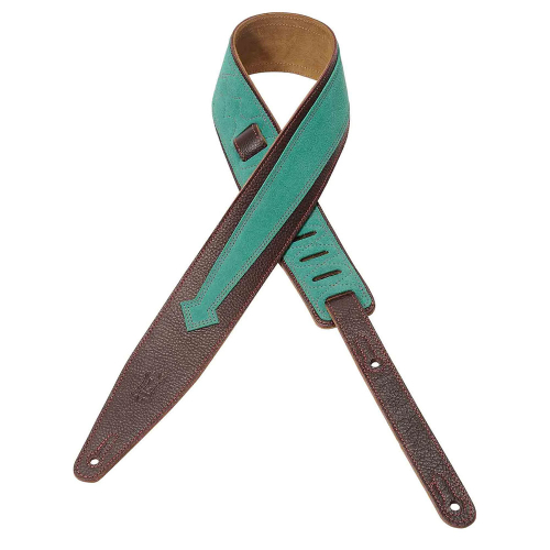 Levy's MGS317BKE-BRG Lederen Gitaarband met Suède Overlay