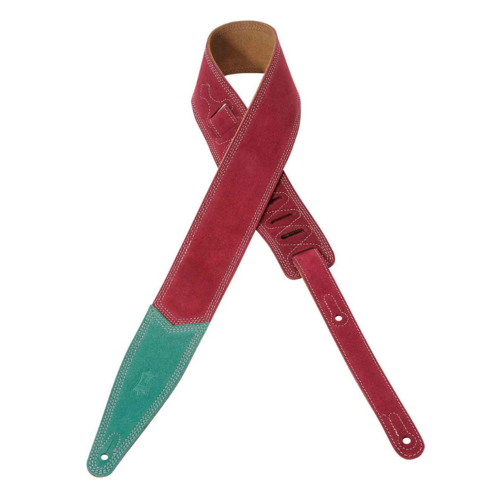 Levy's MSTT317WH-FCA Suède Gitaarband Rood/Mintgroen