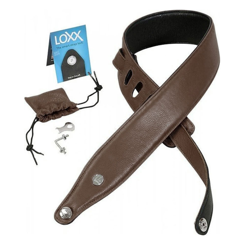 Levy's PC17LX-DBR Garment Leather Lederen Gitaarband Bruin met Straplocks - Aanbieding