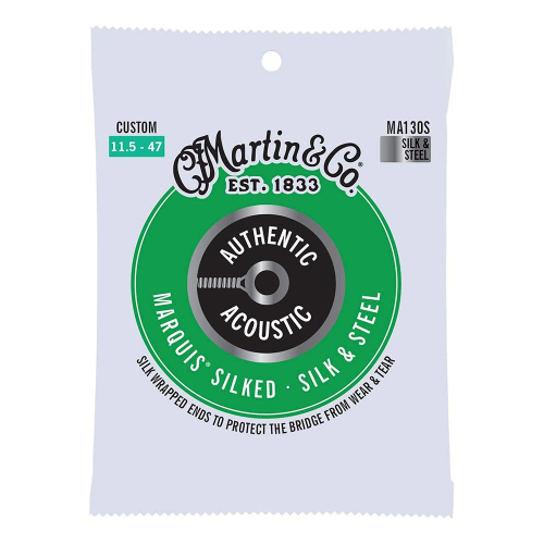 Martin MA130S Silked Slik&Steel Snaren voor Akoestische Gitaar (11.5-47) Custom Light