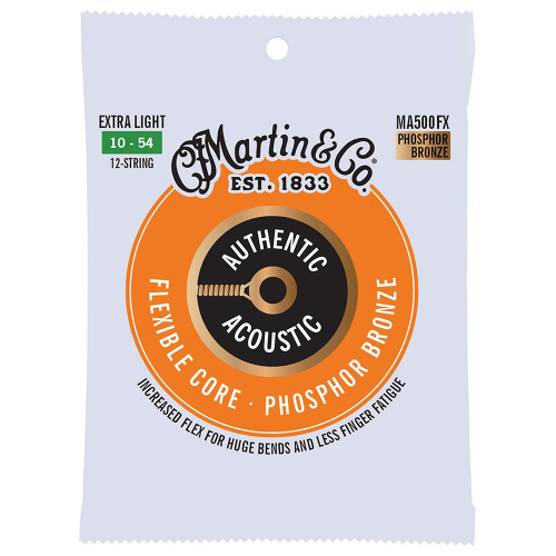 Martin MA500FX Flexible Core Akoestische Gitaarsnaren 12-Snarig Phosphor Bronze, Extra Light (10-54)