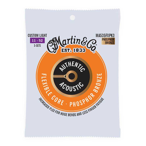Martin MA535FXPK3 Flexible Core Akoestische Gitaarsnaren (11-52) 3-Pack