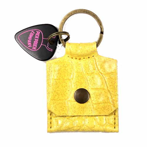 PickPouch Lederen Plectrumhoesje Sleutelhanger New York Croco Geel - Aanbieding