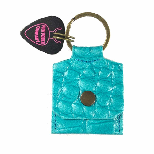 PickPouch Lederen Plectrumhoesje Sleutelhanger New York Croco Turquoise - Aanbieding