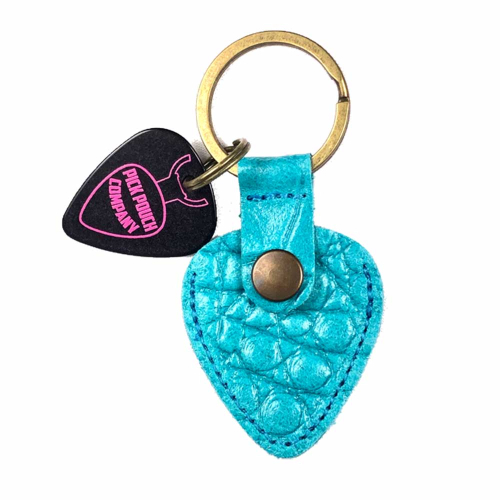 PickPouch Lederen Plectrumhoesje Sleutelhanger San Francisco Croco Turquoise - Aanbieding