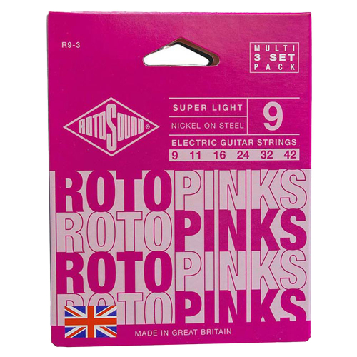 Rotosound R9-3 Roto Pinks Snarenset voor Elektrische Gitaar (9-42) 3-Pack