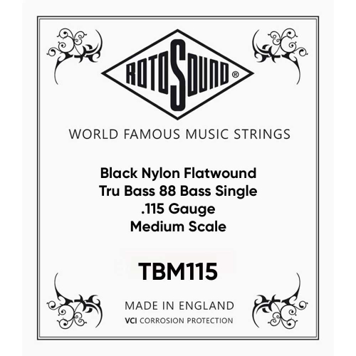 Rotosound TBM115 Black Nylon Medium Scale Losse Bassnaar .115