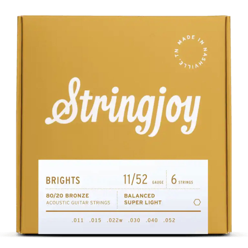Stringjoy BB1152 Brights 80/20 Bronzen Akoestische Gitaarsnaren (11-52) Super Light