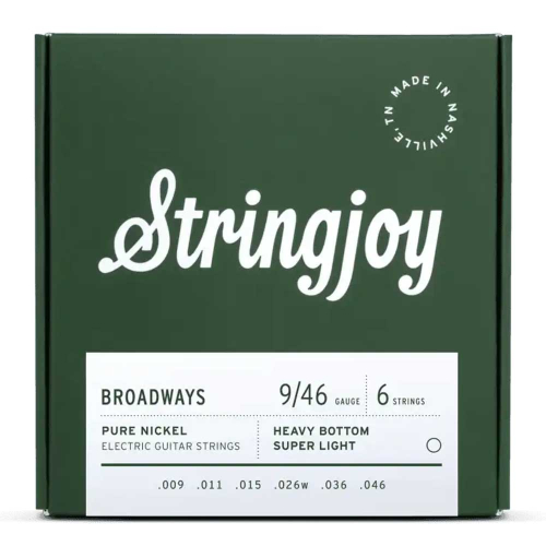 Stringjoy BR0946 Broadways Pure Nickel Elektrische Gitaarsnaren (9-46) Heavy Bottom Super Light