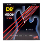 DR Strings NRB5-45 Neon Red Bassnaren 5-Snarig Coated (45-125) Medium