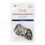 Fender 351 Shape Premium Celluloid Plectrums Extra Heavy 12-Pack - Black Moto 1980351643