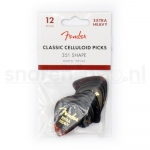 Fender 351 Shape Premium Celluloid Plectrums Extra Heavy 12-Pack - Shell 1980351200