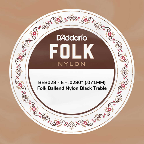 D'Addario BEB028 Folk Nylon Black Nylon Losse Klassieke Snaar met Bal-Einde