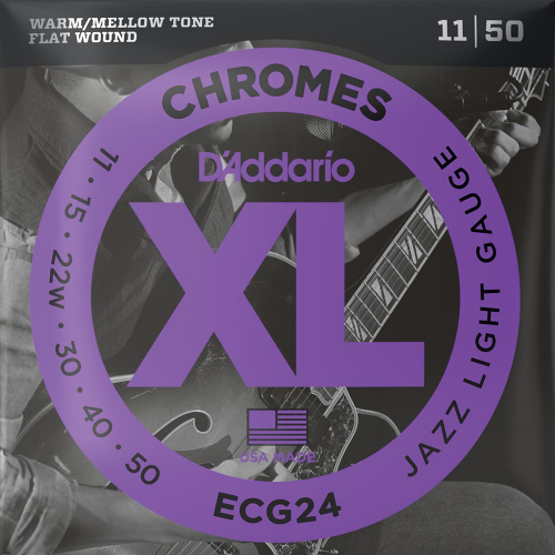 D'Addario ECG24 Flat Wound Chromes Snaren voor Elektrische Gitaar (11-50)