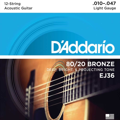 D'Addario EJ36 snaren, set snaren voor 12-snarige akoestische gitaar