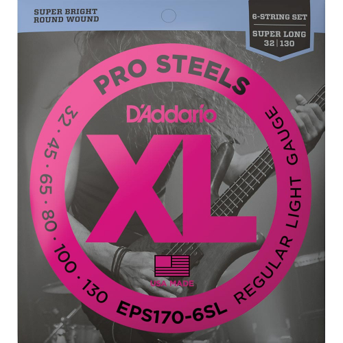 D'Addario EPS170-6SL ProSteels Bassnaren Super Long Scale (30-130)