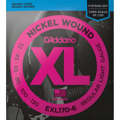D'Addario EXL170-6 Bassnaren 6-Snarig (32-130) Regular Light