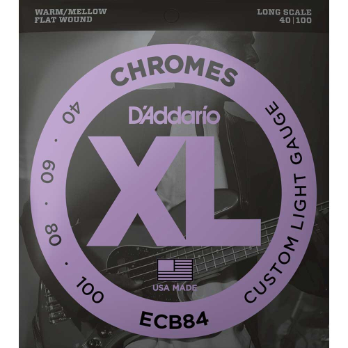 D'Addario ECB84 XL Chromes Flatwound Bassnaren (40-100) Custom Light