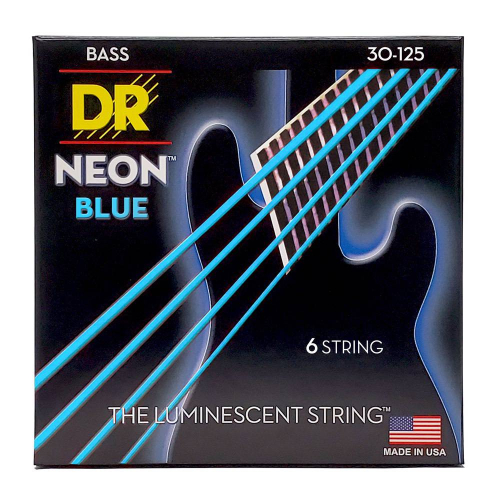DR Strings NBB6-30 Neon Blue Bassnaren 6-Snarig Coated (30-125) Medium
