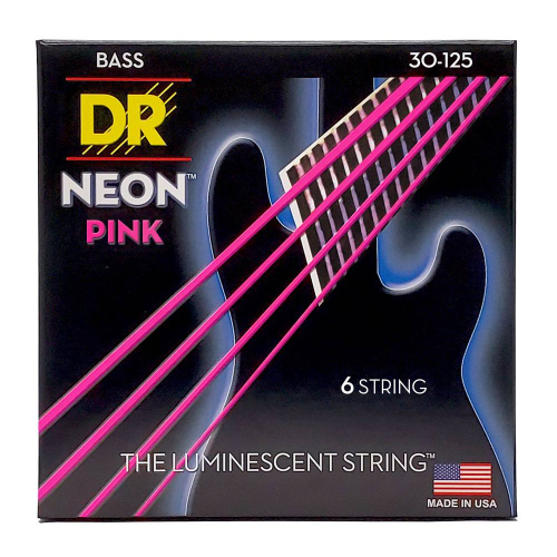 DR Strings NPB6-30 Neon Pink Bassnaren 6-Snarig Coated (30-125) Medium
