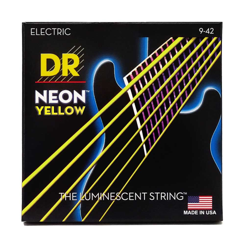 DR Strings NYE-9 Neon Yellow Elektrische Snaren (9-42), K3 Coating - Aanbieding
