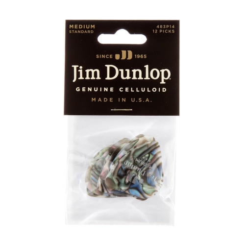 Dunlop 483P14MD Celluloid Abalone Plectrum Medium 12-Pack