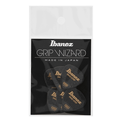 Ibanez PPA16MSG-BK Grip Wizard Sand Grip 0.8mm Jazz Plectrum 6-Pack - Zwart