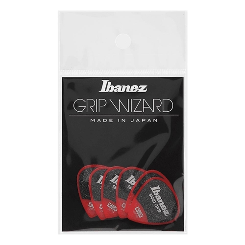 Ibanez PPA16MSG-RD Grip Wizard Sand Grip 0.80mm Jazz Plectrum 6-Pack - Rood
