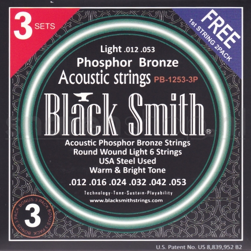 Blacksmith PB1254 akoestische gitaarsnaren, light, .012 -.054 Triopack