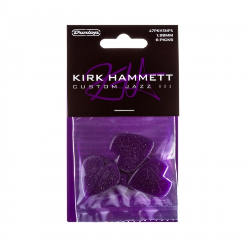 Dunlop 47PKH3NPS Kirk Hammet Purple Sparkle Jazz III Plectrum 6-Pack
