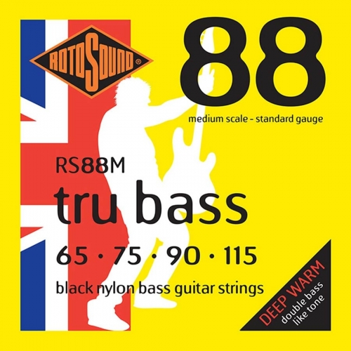 Rotosound RS88M Black Nylon Bassnaren Medium Scale (65-115)