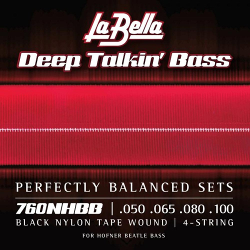 La Bella 760NHBB Black Nylon Tape Wound Bassnaren voor Elektrische Höfner Vioolbas (50-100)