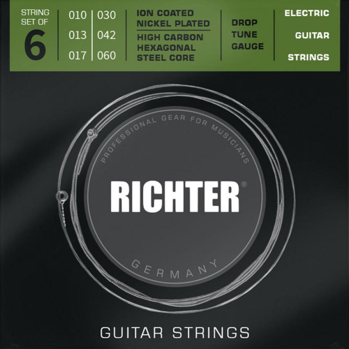 Richter RE1060 Ion Coated Elektrische Gitaarsnaren (10-60) Drop Tune Gauge
