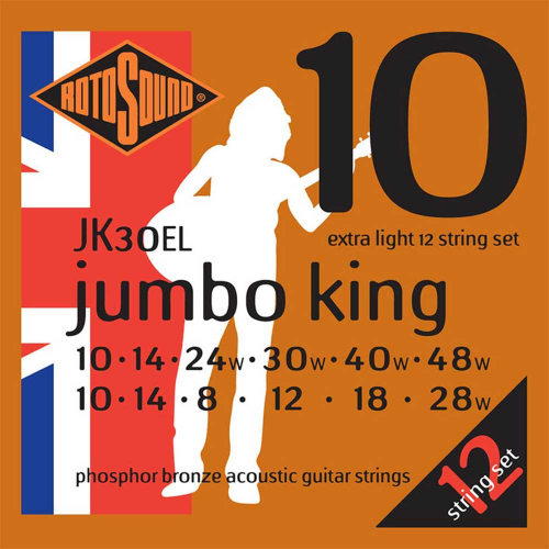 Rotosound JK30EL Jumbo King Akoestische Gitaarsnaren 12-Snarig (10-48) 