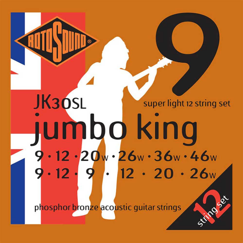 Rotosound JK30SL Jumbo King Akoestische Gitaarsnaren 12-Snarig (9-46) 