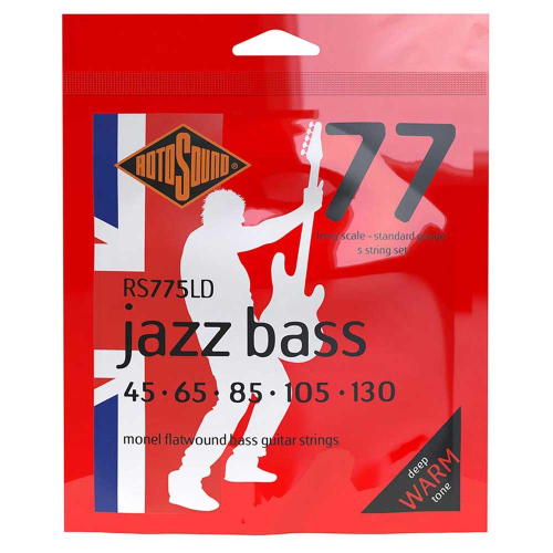 Rotosound RS775LD Jazz Bass 77 Monel Flatwound Bassnaren 5-Snarig (45-130)